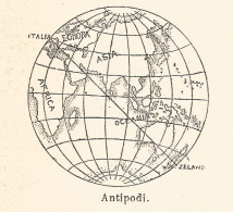 Antipodi - Xilografia D'epoca - 1924 Old Engraving - Estampes & Gravures