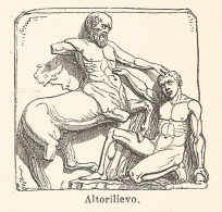 Altorilievo - Xilografia D'epoca - 1924 Old Engraving - Stiche & Gravuren