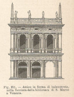 Venezia - Attico Biblioteca San Marco - Xilografia - 1924 Old Engraving - Stiche & Gravuren