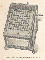 Macchine Aritmetiche - Xilografia D'epoca - 1924 Old Engraving - Stiche & Gravuren