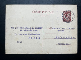 80c IRIS SUR ENTIER CARTE POSTALE / 1941 / PARIS 96 RUE GLUCK POUR BERGERAC DORDOGNE / LAC - 1921-1960: Periodo Moderno