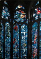 51 - Reims - Intérieur De La Cathédrale Notre Dame - Vitraux De Chagall - Fenêtre Centrale : Abraham Et Le Christ - Fenê - Reims