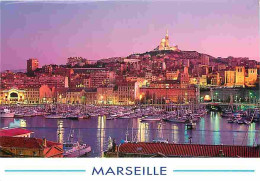 13 - Marseille - Le Vieux Port - Notre Dame De La Garde - Vue De Nuit - CPM - Voir Scans Recto-Verso - Old Port, Saint Victor, Le Panier