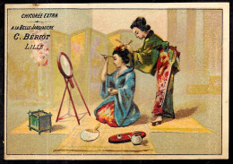 CHROMO XIXe CHICOREE EXTRA "A La Belle Jardinière" C. BERIOT 59 LILLE Nord - Geishas Coiffure - Autres & Non Classés