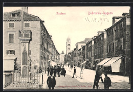 AK Dubrovnik-Ragusa, Stradone, Passanten Und Geschäfte In Der Strasse  - Kroatien