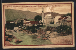 AK Mostar, Ansicht Von Der Römerbrücke Gegen Norden Mit Moschee  - Bosnien-Herzegowina