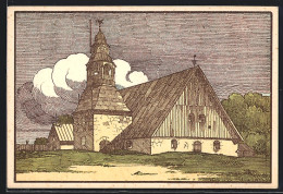 Künstler-AK Nystad, Gamla Kyrka  - Finlandia