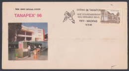Inde India 1996 Special Cover Tanapex, Stamp Exhibition, Machine Mail, Pictorial Postmark - Covers & Documents