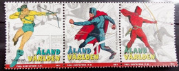 Aland Islands 2011, American Cartoon Heros With Alandic Backgrounds, MNH Stamps Strip - Aland