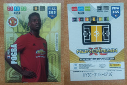 AC - PAUL POGBA  MANCHESTER UNITED  LIMITED EDITION  PANINI FIFA 365 2020 ADRENALYN TRADING CARD - Tarjetas