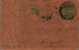 India Postal Stationery 1/2A George V Jodhpur Cds To Nagaur - Ansichtskarten