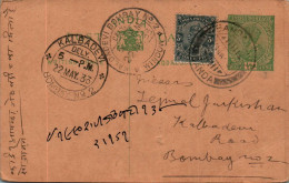 India Postal Stationery 1/2A George V Kalbadevi Bombay Cds Sanda Cds - Ansichtskarten