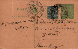 India Postal Stationery 1/2A George V Kalbadevi Bombay Cds Banda Cds - Ansichtskarten