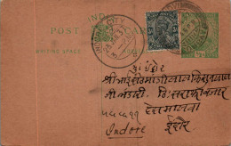 India Postal Stationery 1/2A George V Kalbadevi Bombay Cds Indore Cds - Ansichtskarten