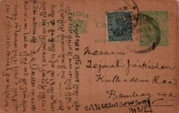 India Postal Stationery 1/2A George V To Bombay - Ansichtskarten