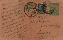 India Postal Stationery 1/2A George V Indore Cds  - Ansichtskarten