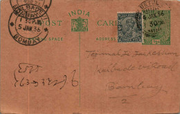 India Postal Stationery 1/2A George V Kalbadevi Bombay Cds Betul Cds - Ansichtskarten