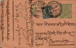 India Postal Stationery 1/2A George V  Kalbadevi Bombay Cds Kareli Cds - Cartes Postales