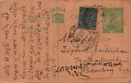 India Postal Stationery 1/2A George V  Kalbadevi Bombay Cds - Cartes Postales