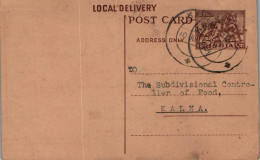 India Postal Stationery Horse 6p To Kalna - Cartes Postales