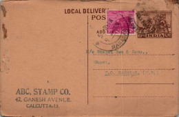 India Postal Stationery Horse 6p Train ABC Stamp - Cartes Postales