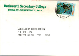 Australia Cover Turtle Rushworth Secondary College To Carlton - Lettres & Documents
