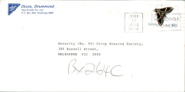 Australia Cover Butterfly Dixon Drummond  To Melbourne - Cartas & Documentos