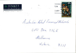 Australia Cover Quoll Hyatt Hotel Canberra To Melbourne - Covers & Documents