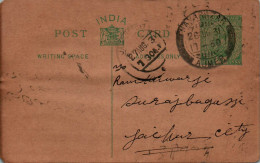 India Postal Stationery George V 1/2A Ajmer Cds To Jaipur - Postcards