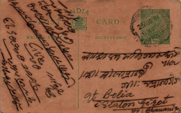 India Postal Stationery George V 1/2A To Bolia - Cartes Postales