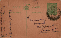 India Postal Stationery George V 1/2A To Jaipur Hazarilal Ganeshilal - Postkaarten