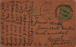 India Postal Stationery George V 1/2A Sunel Cds - Ansichtskarten