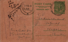 India Postal Stationery 9p To Nagore - Postcards