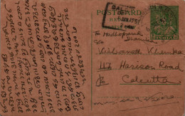 India Postal Stationery 9p To Calcutta - Cartes Postales