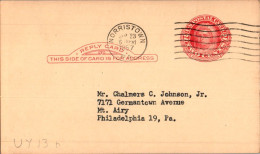 US Postal Stationery 2c Norristown 1957 To Mt Airy Philadelphia Berks Title Insurance Co - 1941-60