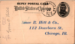 US Postal Stationery 1c Tex 1900 To Chicago Shepenville - ...-1900