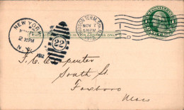 US Postal Stationery 1c New York 1912 To Fowboro Mass - 1901-20