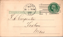 US Postal Stationery 1c Chicago Ill 1912 To Foxboro Mass - 1901-20