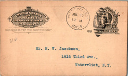 US Postal Stationery 1c Thets College To Watervliet NY - 1901-20