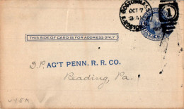 US Postal Stationery 1c To Reading - 1901-20