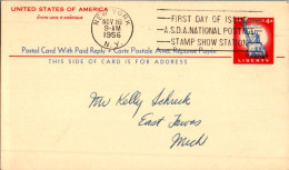 US Postal Stationery 4c Statue Of Liberty New York 1956 To East Tawas Mich - 1941-60