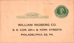 US Postal Stationery To Rigberg Philadelphia - 1921-40