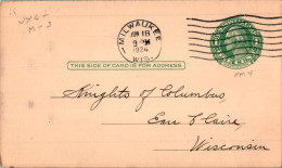 US Postal Stationery 1c Milwaukee To Wisconsin Fire Prevention - 1921-40