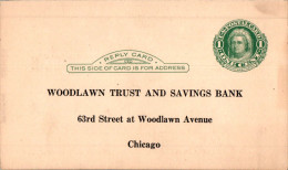 US Postal Stationery 1c Woodlawn Trust And Savings Bank Chicago - 1921-40