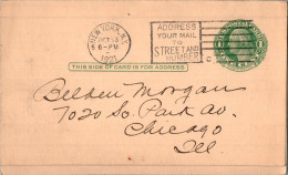 US Postal Stationery 1c New York To Chicago 1921 - 1921-40