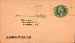 US Postal Stationery 1c To Fredonia NY Niagara Lockport Ontario Power 1943 - 1941-60