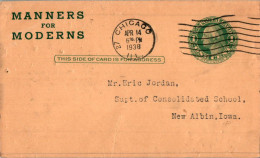 US Postal Stationery 1c Chicago Manners For Moderns To New Albin Iowa Advertisement - 1941-60