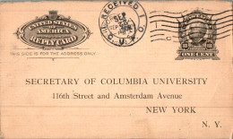 US Postal Stationery 1c Columbia University New York - ...-1900