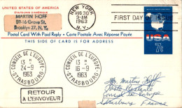 'US Postal Stationery 7c New York 1963 To Strasbourg Conseil De L''Europe' - 1961-80