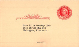 US Postal Stationery 2c To Pine Hills Country Club Sheboygan Wisconsin - 1941-60